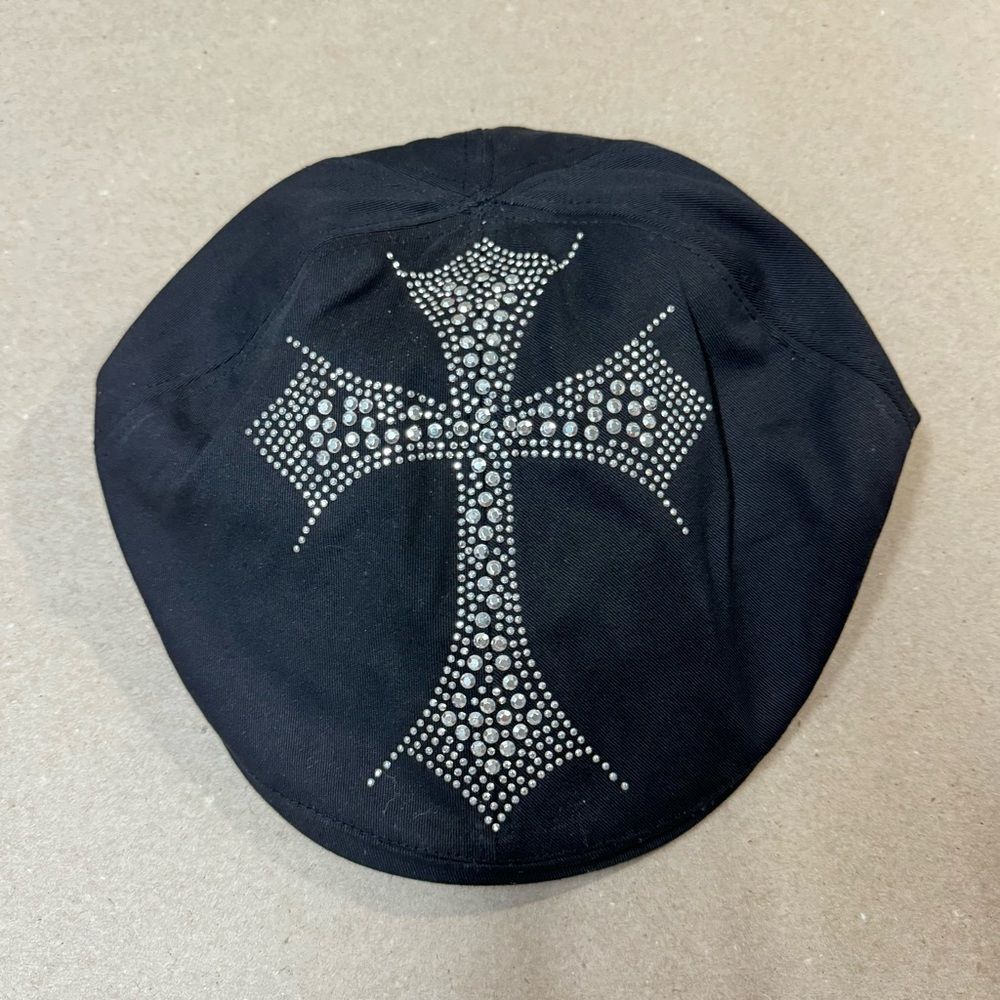NEWSBOY STYLE HAT - Bling Gothic CROSS - Adult size - One size fits all